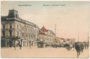 1916 Marosvásárhely, Targu Mures; Részlet a Széchenyi térből, Bocsánczy Márton üzlete. Porjes S. Sándor kiadása / square, shops (EK)