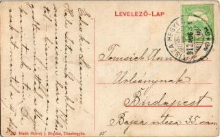 1912 Tiszahegyes, Hegyes, Igyos, Idos (Nagykikinda); Szerb görögkeleti templom a piac térrel, autó. ...