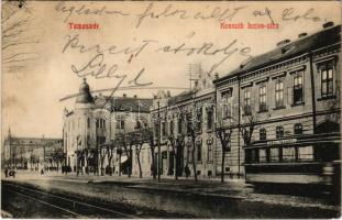 1910 Temesvár, Timisoara; Kossuth Lajos utca, villamos / street, tram (EK)