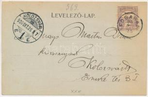 1900 Törcsvár, Törzburg, Bran; Üdvözlet Fogarasból! vár este. Thierfeld Dávid kiadása / castle at ni...