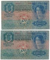 1913. 20K (2db) felülbélyegzés nélkül T:F Adamo K17