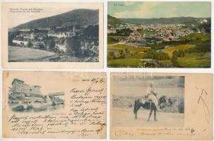 4 db RÉGI bosnyák képeslap / 4 pre-1945 Bosnian postcards: folklore, Dol. Tuzla, Banjaluka, Mostar + "K. UND K. MILIT. POST"