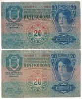 1913. 20K (2db) felülbélyegzés nélkül T:F Adamo K17