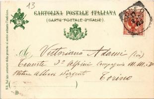 1903 2. Reggimento Alpini. Doyen di L. Simondetti / Italian military art postcard, Alpine Regiment w...