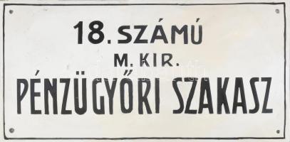 cca 1930 18. számú m. kir. Pénzügyőri szakasz zománc tábla restaurált 40x20 cm