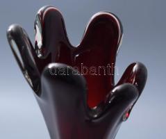Murano rubinvörös váza, jelzés nélkül, m: 45 cm