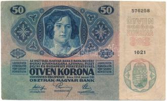 1914. 50K "1021 576258" felülbélyegzés nélkül T:F Adamo K24