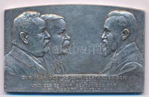 Ausztria 1907. "May&amp;Holfeld 100. évfordulója- és Robert Holfeld 25. évfordulója alkalmára / Alapítóház - Wien 1807-1907 Georgswalde" fém plakett. Szign.: Richard Placht (47x75mm) T:VF, patina, kis peremhiba Austria 1907. "Zur feier des 100 jahr bestandes der May &amp; Holfeld - und des 25 jahr bestandes der Robert Holfeld / Gründungshaus- Wien 1807-1907 Georgswalde" metal plaquette. Sign.: Richard Placht (47x75mm) C:VF, patina, small edge error