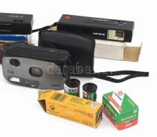 5 db fényképezőgép: PN 919, Concord 118, Carena 110F, Revue BF 2, Ricon AW303D, + tartozékok, filmek