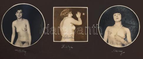1929 Bécsi bordélyház fotóalbuma, nevesített portrékkal, 35 db fotóval, közte sérült fotó, néhány be...