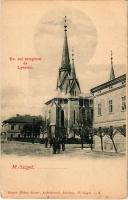 Máramarossziget, Sighetu Marmatiei; Református templom és lyceum. Berger Miksa kiadása / Calvinist church and school (EK)