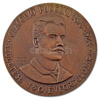 Horváth Sándor (1956-) 2008. "Giacomo Puccini 1858-1924 - születése 150. évfordulójára" kétoldalas, öntött bronz emlékplakett (98mm) T:UNC