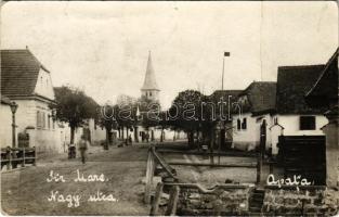 Apáca, Apata; Str. Mare / Nagy utca, Evangélikus templom / street view, Lutheran church. Foto Keresztes (Brasov, Brassó) photo (fa)