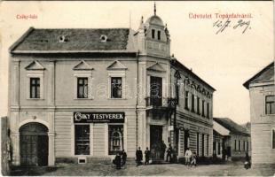 1909 Topánfalva, Topersdorf, Campeni; Csiky ház, Csiky Testvérek üzlete Kolozsvárról és saját kiadásuk / shop from Cluj (EK)