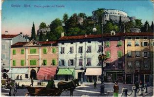 1915 Gorizia, Görz, Gorica; Piazza grande und Castello / square, castle, shops (EK)