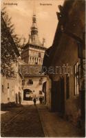 1914 Segesvár, Schässburg, Sighisoara; Burgaufgang / Vár utca. Fritz Teutsch kiadása / street view (EK)