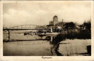 1925 Esztergom, Bazilika, híd, Duna, télen. Wallfisch S. kiadása (EB)