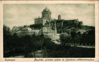 1926 Esztergom, Bazilika, prímási palota és vízivárosi plébániatemplom. Buzárovits Gusztáv kiadása (EK)