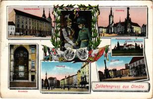 1916 Olomouc, Olmütz; Soldatengrüss / WWI Austro-Hungarian and German military propaganda, Viribus Unitis, Franz Joseph and Wilhelm II (Rb)