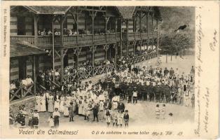 1903 Calimanesti, Calimanesci (Vrancea); O di de sarbatóre in curtea bailor / celebration in the spa hotel yard (Rb)