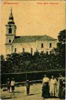 1917 Szilágysomlyó, Simleu Silvaniei; Római katolikus templom. Ifj. Weisz Ignác kiadása 2301. (W.L. ?) / Catholic church (gyűrődés / crease)