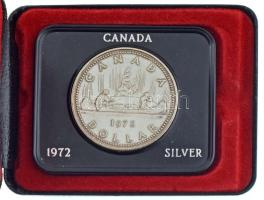 Kanada 1972. 1D Ag "II. Erzsébet" eredeti műbőr dísztokban T:UNC  Canada 1972. 1 Dollar Ag "Elizabeth II" in original faux leather hard case C:UNC Krause KM#64.2a