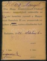 1925 Bp., Koós Margit, az Orsz. Magy. Zeneművészeti Főiskola növendékének az Operaház előadásainak l...