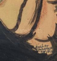 Mészáros Mihályné jelzéssel: Jézus. Akvarell, ceruza, papír. Üvegezett, dekoratív fakeretben. 37,5x2...