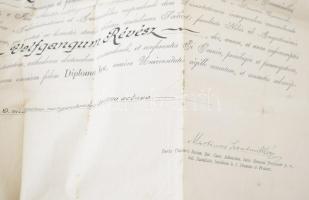 1910 Jogász diploma Grosschmid Béni (1852-1938) dékán, jogtudós aláírásával, függő viaszpecséttel