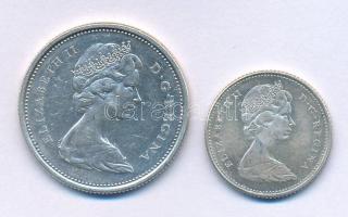 Kanada 1965. 25c Ag "II. Erzsébet" + 1968. 10c Ag "II. Erzsébet" T:XF Canada 1965. 25 Cents Ag "Elizabeth II" + 1968. 10 Cents Ag "Elizabeth II" C:XF Krause KM#62, KM#72