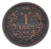 1868KB 1kr Cu "Angyalos címer" T:VF, patina Adamo M4.1