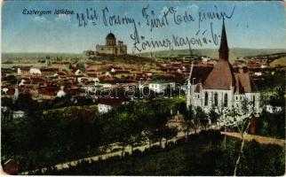 1917 Esztergom, látkép, Bazilika. K. J. kiadása (b)