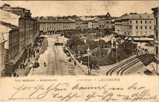 1900 Lviv, Lwów, Lemberg; Plac Maryacki / Marienplatz / square (Rb)