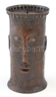 Jelzés nélkül, (Pap Zoltán?) Totem gyertyatartó. Bronz, ca 1960. 20 cm