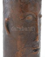 Jelzés nélkül, (Pap Zoltán?) Totem gyertyatartó. Bronz, ca 1960. 20 cm