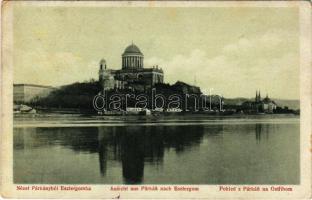 1921 Esztergom, Nézet Párkányból (Parkan, Stúrovo) Esztergomba, Bazilika, Duna. Gondos Vilmos kiadása 9695 b. (fl)