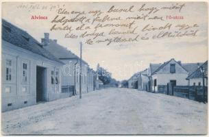 1907 Alvinc, Vintu de Jos; Fő utca. Schäser Ferenc kiadása / main street (ázott sarkak / wet corners)