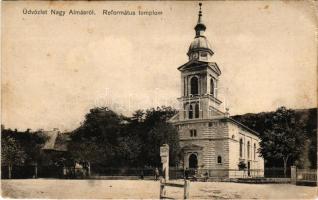 Nagyalmás, Almasu Mare; Református templom. Kabát Emil kiadása / Calvinist church (fl)