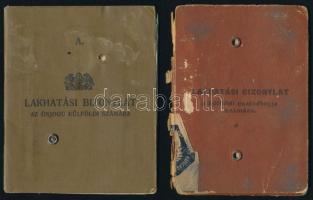 1931 Lakhatási Bizonylat önjogú külföldi számára, fényképes igazolvány + Lakhatási bizonylat a külfö...