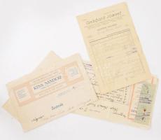 1912-1929 Kézdi-Kovács László (1864-1942) festőművész, műkritikus, illetve családtagjai részére szóló fejléces számlák, össz. 6 db