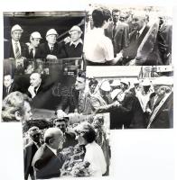 cca 1980, 18 darab Kádár Jánost ábrázoló fotó, gyárlátogatáson, ünnepségeken, kissé hullámos, 13x18 ...