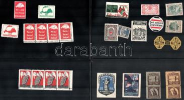 78 db levélzáró, főleg irredenta 2 kisívvel + katonai stb., 4 db levélberakó lapon