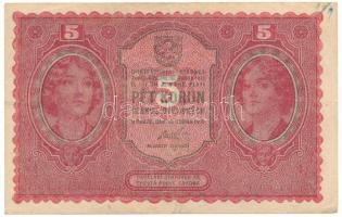 Csehszlovákia 1919. 5K T:F Czechoslovakia 1919. 5 Korun C:F Krause P#7