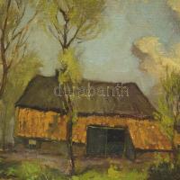 Olvashatatlan jelzéssel: Tavasz. Olaj, vászon, javított. Dekoratív, sérült fakeretben, 35x55 cm