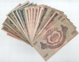 Vegyes 23db-os korona, pengő és Vöröshadsereg Parancsnoksága pengő bankjegy tétel T:F,VG