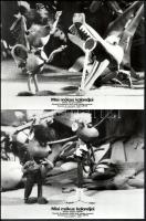 cca 1989 előtt készült, "Misi mókus kalandjai" című magyar bábfilm jelenetei, 10 db vintage produkciós filmfotó (vitrinfotó, lobbyfotó) ezüst zselatinos fotópapíron, a használatból eredő (esetleges) kisebb hibákkal, 18x24 cm