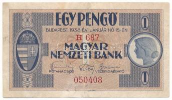 1938. 1P "H 687 050408" T:F, folt Hungary 1938. 1 Pengő "H 687 050408" C:F, spot Adamo P1