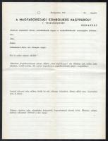 cca 1945-1949 A Magyarországi Szimbolikus Nagypáholy tagfelvételi nyomtatványa, kétoldalas, kitöltetlen, hajtásnyomokkal