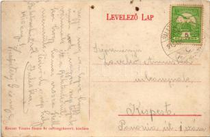 1915 Balatonalmádi, Fürdőállomás vasútállomás, gőzmozdony, hajtány, vonat. Krausz Vilmos kiadása (fl...