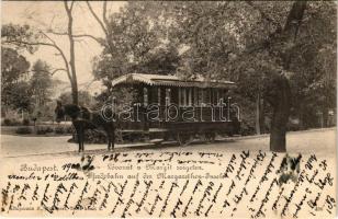 1902 Budapest XIII. Margitsziget, Lóvonat, lóvasút. Kampmann H. / Pferdebahn auf der Margarethen-Insel / horse-drawn tram (EK)